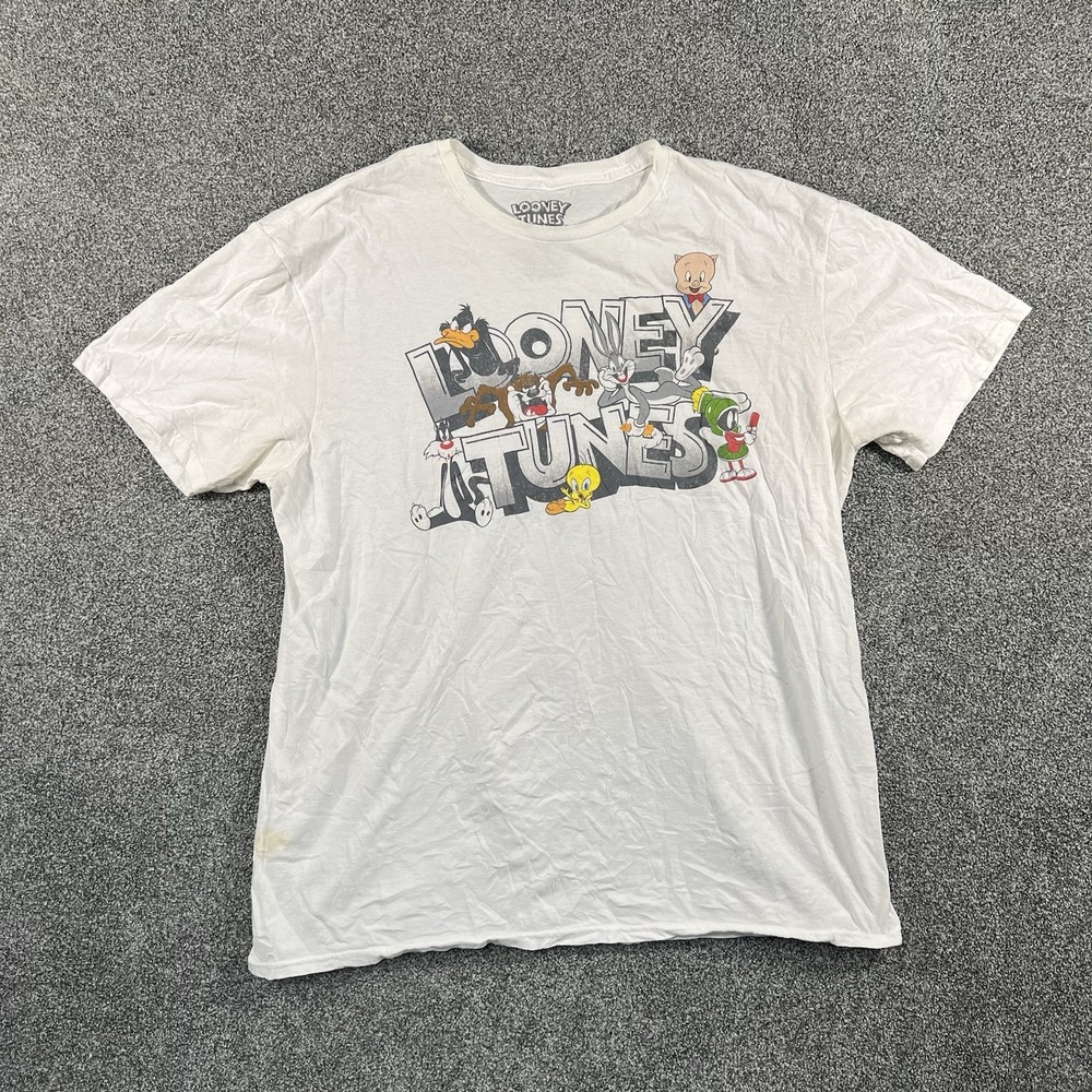 Looney Tunes Mens XL T Shirt Bugs Bunny Daffy Tweety Graphic White Tee